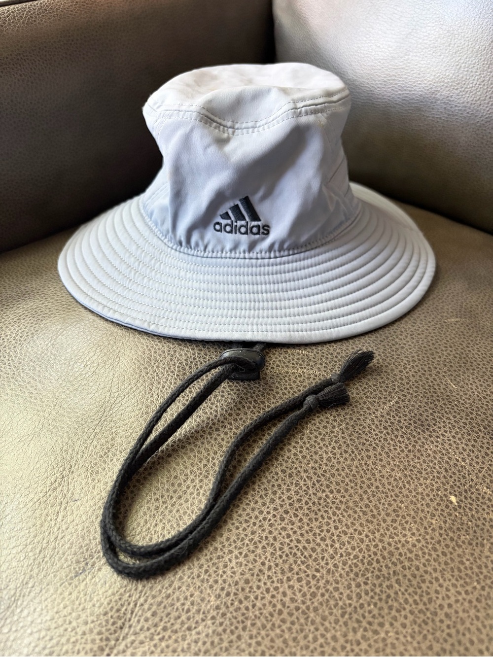 Adidas unisex Light Gray Bucket Hat with Chin Cord